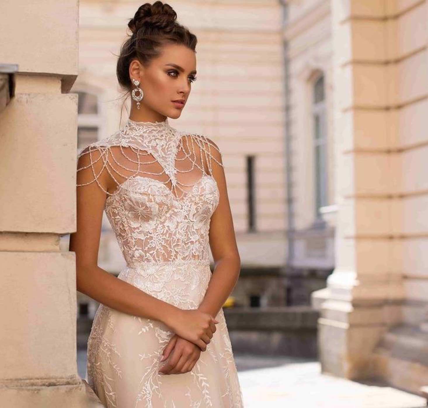 Model wearing an Enzoani dresses